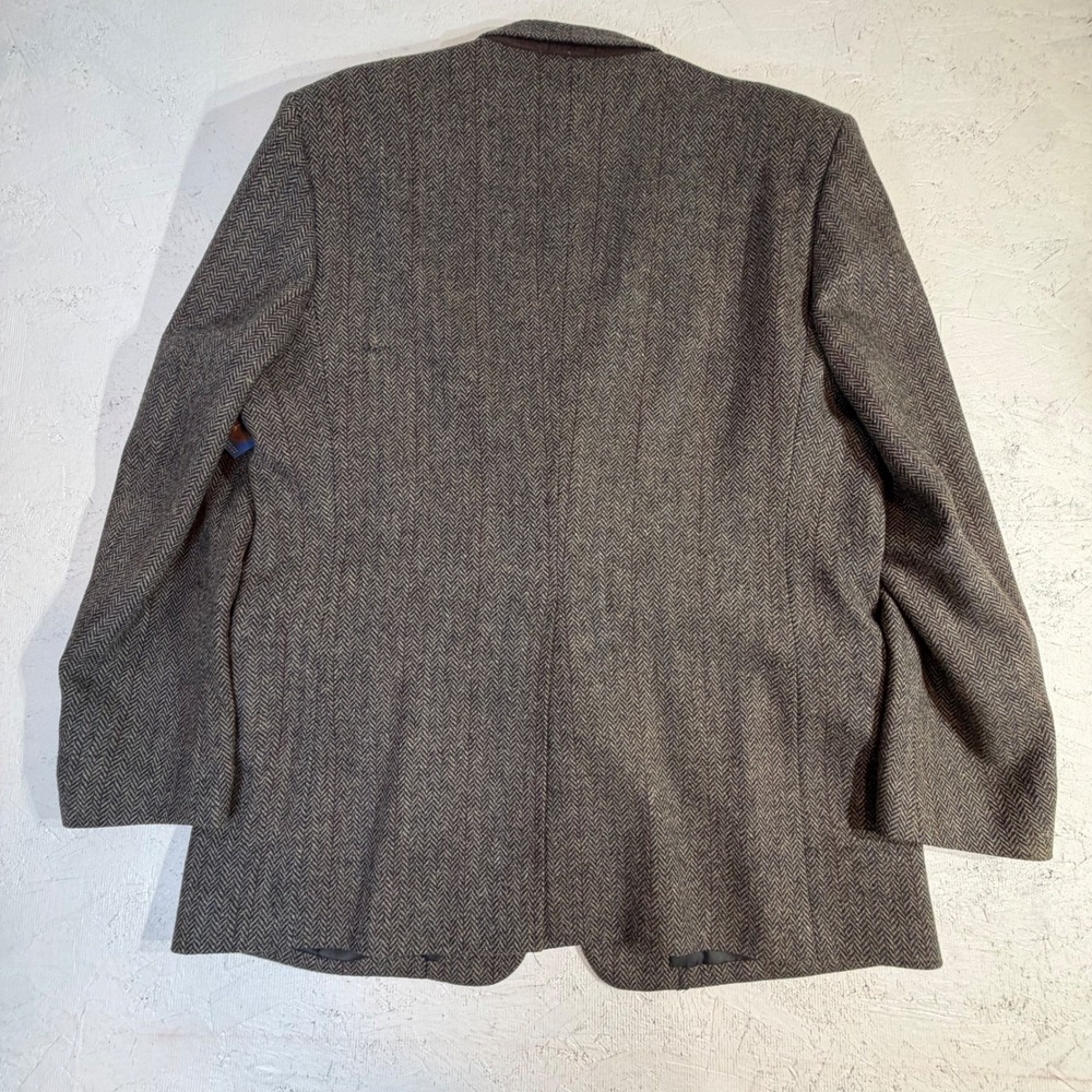 Vintage Wool Jacket‎ – 46 Gray Herringbone Tweed Leather Buttons - Picture 13 of 13